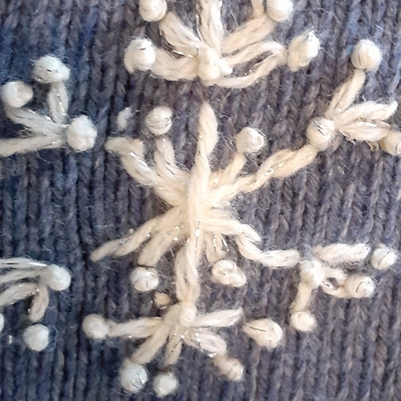 Snowflake Full Zip Cardigan, Sz Large, Blue - Picture 2 of 8
